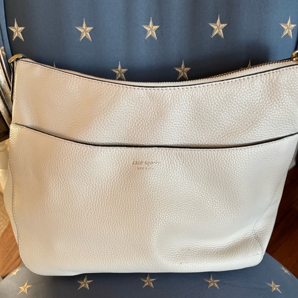 KATE SPADE White Shoulder Bag with Pebbled Finish-like new. Super soft!